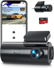 4K Wifi Dash Cam, Dual Front & Rear 2.5K+1080P, Hidden Car Camera with Night Vis
