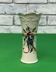 Lenox Holiday Mini Flower Vase WINTER GREETINGS GOlD TRIM by CATHERINE Mc CHUNG