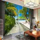 Coconut Palm Island 3D Blockout Photo Print Curtain Fabric Curtains Window