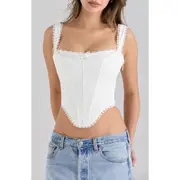 HOUSE OF CB Adina Lace Trim Stretch Cotton Corset Top