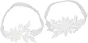 [COSMEVIVI] Bridal Garter Belts Set Pearl Leg Ring Lace Floral Garters for Wedding Party Prom for Bride White