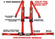 KAWASAKI SIDE X SIDE 2" SEAT BELT NEW HARNESS RACE HARNESS RED CHECKERBOARD