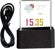 Digital Clock Desk Decor - Hologram Time Cube, Real-Time WiFi Clock | Clear Display Unit for Bedroom Shelf, Smart Weather Display, Stylish LED Timer for Office Desk or Home Setup