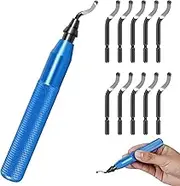 Deburring Tool Kit with 10 Extra Blades and 1 Handle Alloy Burr Removal Tool Burr Edges Removing Hand Tool for Handicrafts Sewing Plastic