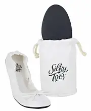 BRAND NEW! SILKY TOES, FOLDABLE BALLET FLATS, WHITE, SIZE LARGE w/ MATCHING BAG
