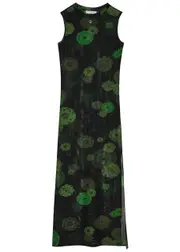 Coperni Cymatics Printed Stretch-mesh Maxi Dress - Black - M (UK12 / M) M (UK12 / M)