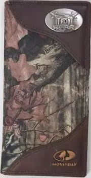 ZEP-PRO Alabama Troy Trojans Leather & Nylon MOSSY OAK Camo WALLET ONLY NO BOX