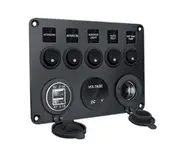 5 Gang 12V Switch Panel Control USB Charger ON-OFF Toggle for Truck Marine Boat