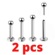 PAIR 20G 18G 16G THREADLESS STEEL 3MM BALL PUSH IN LABRET TRAGUS EAR RING STUD