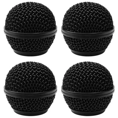 4 Pack of Replacement Black Steel Mesh Microphone Grill Heads for shure sm58 mic