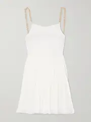 [RABANNE] RABANNE - Chainmail-embellished Silk-blend Crepon Mini Dress - White - FR 34 FR 34 White