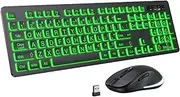 Large Print Wireless Keyboard and Mouse - 7 Colors Backlit Keyboard, Oversize Letters Keys Easy to See and Type, Rechargeable Keyboard and Mouse with Light Up Key, Compatible for PC (RGB)