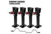 4X 440mm Corner Legs Drop Down W/Handle Steel Base 1200LBS Caravan Stabilizer Black