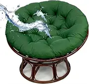 Waterproof Round Papasan Chair Cushion for Outdoors, Hanging Basket, Rattan Chair, Bird's Nest Swing (Dark Green, 110*110cm/43.3In)