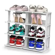 Stackable Shoe Rack for Closet, 4 Tiers 2 Columns Shoe Rack Organizer for