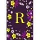 R: Pretty Initial Alphabet Monogram Letter R Ruled Notebook. Cute Floral Design - Personalized Medium Lined Writing Pad,