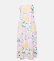 [Juliet Dunn] Juliet Dunn Floral cotton and linen midi dress UK 14 multicoloured