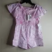 Girls Sea Pink Tie Dye over shoulder Smocked Middle Romper - Jessica Simpson