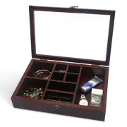 Box Case Organizer Glass Display Jewelry Wooden Rock Vintage Minifigures Cases