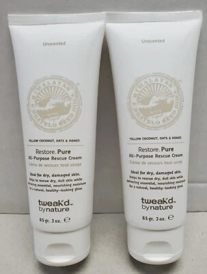 2 PK Tweak-d By Nature Restore Pure Rescue Cream 3 Oz Fragrance Free