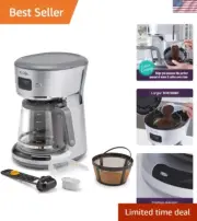 Innovative Silver Programmable 12-Cup Coffee Maker with Space-Saving Design