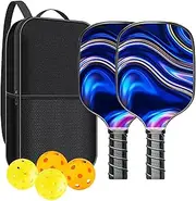 ‌RAPIDSKY 16mm Carbon/Fiberglass Pickleball Set XL Sweet Spot 2 Paddles 4 Balls & Carry Bag for All Levels