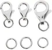 MsaHeuto Assorted Lobster Claw Clasps for Crafting Accessories, Silver, 2X 8,9&11 mm