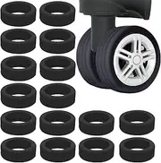 [JIRONN] 16 PCS Silicone Luggage Suitcase Wheel Protector Covers Set, Luggage Wheel Silent Protection Covers Universal Anti-Scratch Protection Cases for Most 8-Spinner (Black)