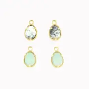 Natural Dendrite Opal Brass DIY Single Bail Making Connector Lot of 4 Pcs