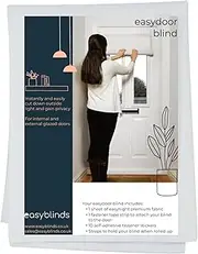 [easyblinds] Easydoor blind for glazed doors, quick fix instant blind, self-adhesive attachments, cut to size and shape as required (White, Half door narrow width (60 x 110cm))