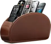[Londo] Remote Control Holder with 5 Pockets - Store DVD, Blu-Ray, TV, Roku or Apple TV Remotes - PU Leather with Suede Lining - Slim, Compact Living or Bedroom Storage