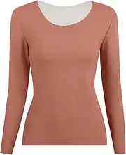 [Generic] Long Underwear Shirts for Women Autumn Winter Warm Plus Size Thermal Underwears Compression Function Fleece Thermal Underwear Long Sleeve Pajama Top