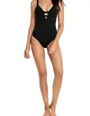 [Seafolly] Active Deep V Neck One Piece Swimsuit in Black