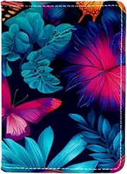 [CWAGFEQZ] Passport Holder,Passport Wallet,Passport and Vaccine Card Holder Combo,Colorful Butterfly Leaf Illustration