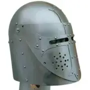 Medieval Tournament Close Armor Knight Helmet 18 Gauge Steel Halloween Costume.