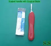 Scalpel Handle #4 Red Color With 10 Surgical Blade # 20 Dental Instruments