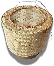 Sticky Rice Serving Basket Traditional Hand ฺBamboo Storage Container with Lid, Natural Laos Traditional Weave Wickerwork Serving After Keep Warm