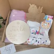 Girl Floral Unicorn Hamper Baby Shower Gift Glow Blanket Dress Teether Light