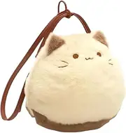 [Generic] Plush Cat Messenger Bag, Small Plush Cat Shape Messenger Bag, Women Girls Plush Animal Purse with Adjustable Shoulder Strap for Cosmetics, Cell Phone, Keys