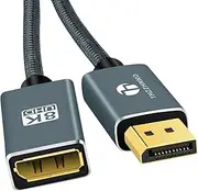 Thzzhnno 1.4 DisplayPort Extension Cable 5FT, Nylon Braided DisplayPort 8K Male to Female Cable, DP to DP Extended Cord Supports 8K@60Hz,4K@120Hz for Gaming Monitor, Graphics, PC