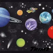 Outer Space Galaxy Wallpaper Border -Spaceship, Planets , Kids Room