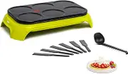 Tefal PY5593 Crep'Party Colormania Crepemaker | Plate with 6 Crepe Cavities | Thermal Spot Temperature Indicator | Includes 6 Spatulas and a Trowel | Yellow/Black