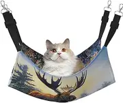 EdWal Fall Moose Deer print Soft Sleeping Hammock Cat Hammock for Cage Hanging,Pet Hammock Bed Adjustable for Small Animals