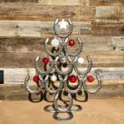 Rustic Horseshoe Christmas Tree with Star and Ornaments - Catch the luck