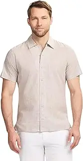 [IZOD] Men's Luxury Classics Short Sleeve Textured Button Down Shirt