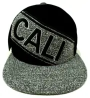 CALI Snapback Cap Hat California Republic 100% Cotton OSFM Black Gray New