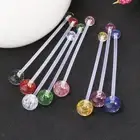 8 Pieces Body Jewelry Glitter Acrylic Button Belly Navel Ring Bar Stud 14G