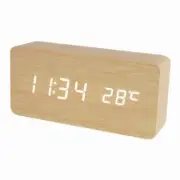 Simple Wooden Digital Clock Display Desk Temperature Alarm Time Home Room Decor