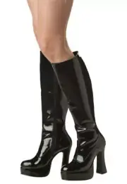 California Costumes Womens Sexy Black Patent Platform Boots Small 5-6