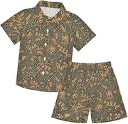 [Caihoyu] Big Boy Hawaiian Button Down T Shirt Shorts Set Baby Boy Clothes Summer Outfit
